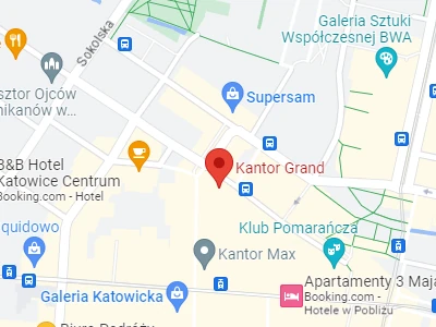 Location of the Grand exchange office in Katowice