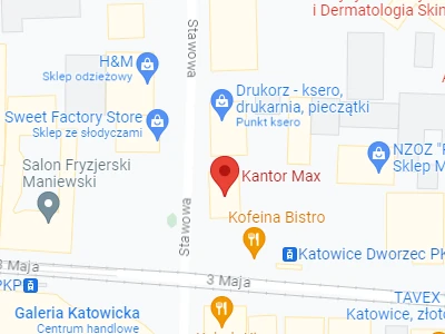 Location of the MAX exchange office in Katowice