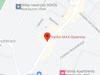 Location of the Opawska exchange office in Racibórz