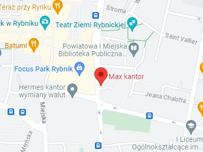 Location of the Max exchange office in Rybnik