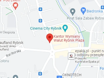 Location of the Plaza exchange office in Rybnik