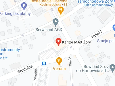 Lokalizacja kantoru Max w Żorach